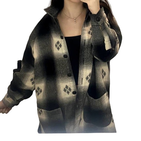 Limited Jackets & Blazers - Limited Black and White Flannel Wool Blend Shacket size Large